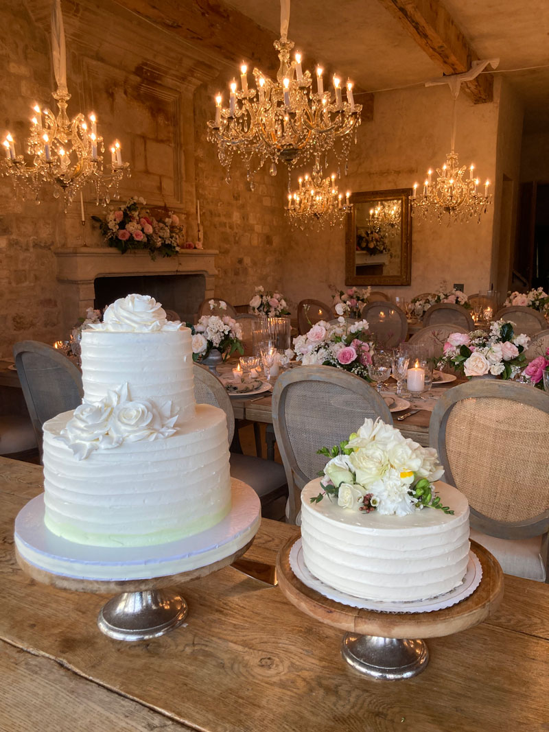 close up view of wedding cakes