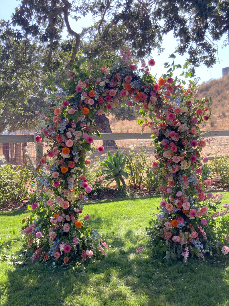 close up view of floral arch