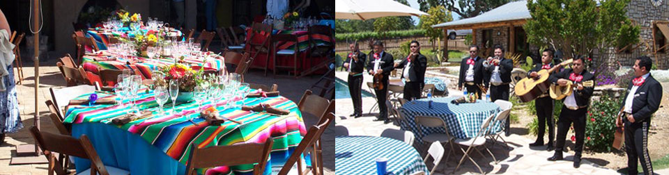 mariachi band and mexican theme tables