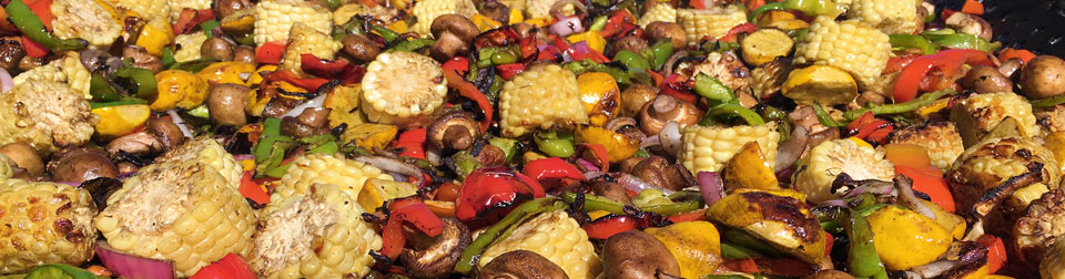 Mixed vegatables cooking on the grill